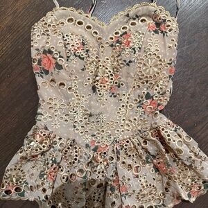 Vici Beaufort Floral Eyelet Peplum Tank Size Small